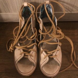 Freebird tan lace up sandals